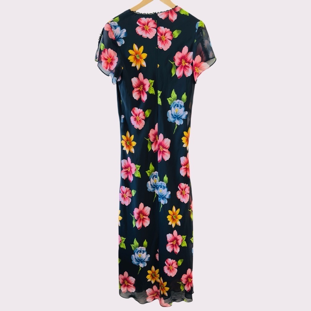 VTG Mary Fadden Collection Floral Chiffon Maxi Dress Size 12 V-Neck Y2K, 1990’s - Picture 6 of 13